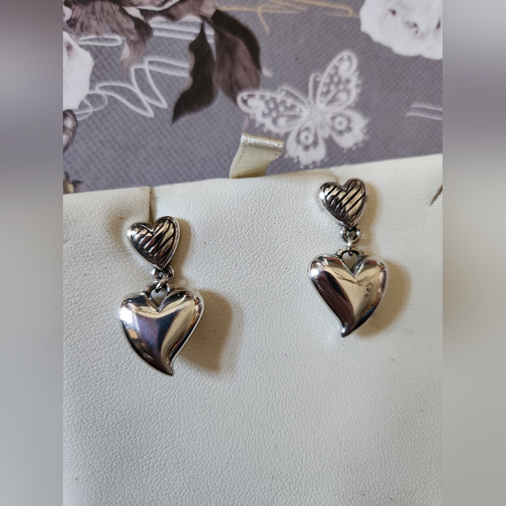 Double Heart Drop Earrings